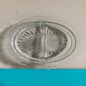 Vintage Pressed Glass Divided Candy Serving Dish